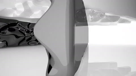 Abstract interior with glossy black sculpture. Video stock 63359157