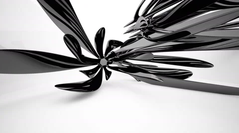 Abstract interior with glossy black sculpture. Architectural background. Stockbeeldmateriaal 64580570