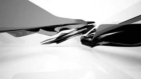 Abstract interior with glossy black sculpture. Stock-Footage 66254557