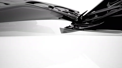 Abstract interior with glossy black sculpture. Architectural background. Vídeo Stock 68383430