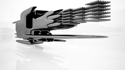 Abstract interior with glossy black sculpture. Architectural background. 動画素材 71048490