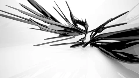 Abstract interior with glossy black sculpture. Architectural background. Vídeos de archivo 71459679