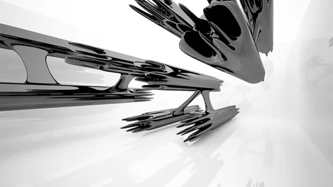 Abstract interior with glossy black sculpture. Stock-Footage 75875407
