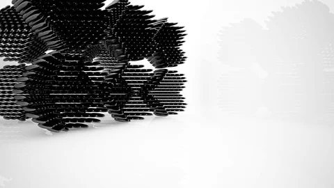 Abstract interior with glossy black sculpture. Architectural background. 動画素材 81946843