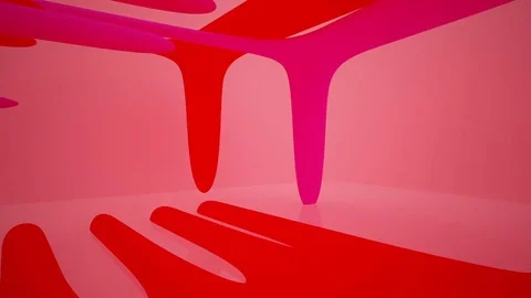 Abstract interior with glossy blue and red glass sculpture. Architectural backgr Video stock 82557996