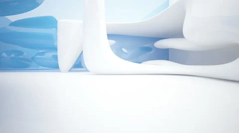 Abstract interior with glossy blue sculpture. 3D rendering Vidéo 56451092