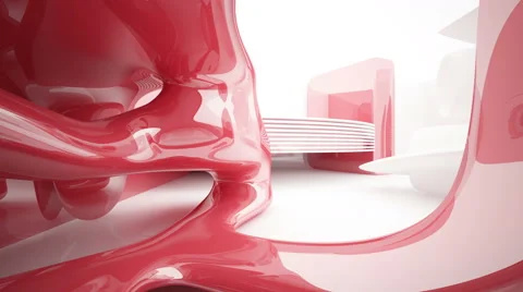 Abstract interior with glossy red sculpture. 3D rendering. animation Видео 55857608