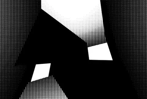 Abstract interior in halftone black and white Illustrazione stock