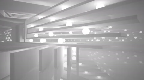 Abstract interior with luminous spheres.. Night view. Stock Footage 68628327
