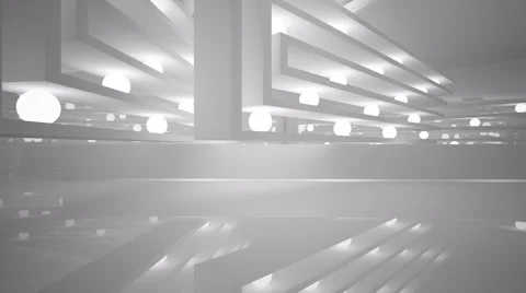 Abstract interior with luminous spheres.. Night view. Video stock 68628443