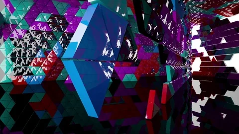 Abstract interior next to the walls and ceiling of an array of colored prisms. Vidéo 84785436