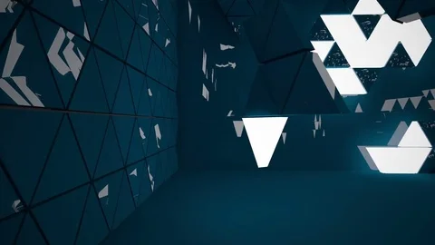 Abstract interior next to the walls and ceiling of an array of prisms turquoise. Stock Footage 84830300