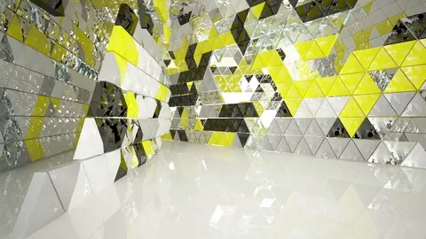 Abstract interior next to the walls and ceiling of an array of yellow and black  動画素材 84876896