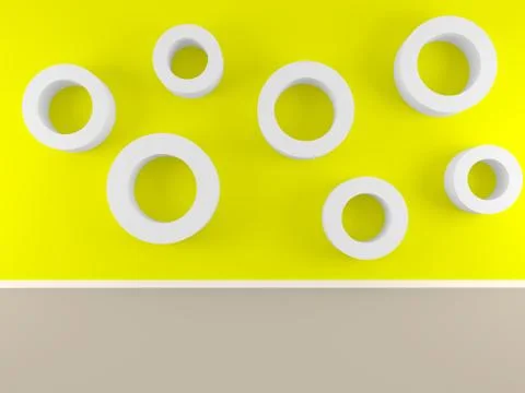 Abstract interior rendering with empty room rounded box display Stock-Illustration