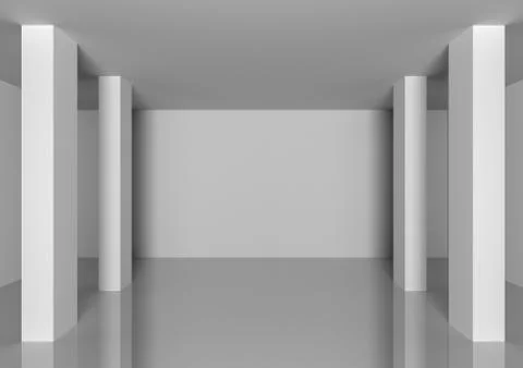 Abstract interior in room with blank grey walls Stock Illustration
