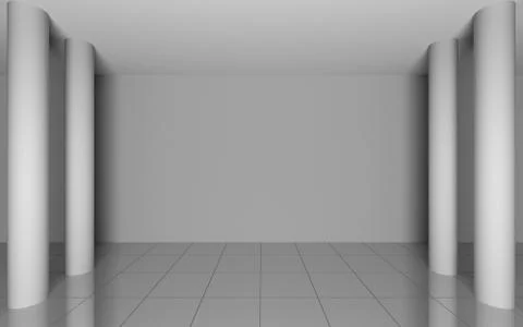 Abstract interior in room with blank grey walls Stock Illustration