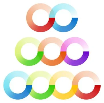 Abstract interlocking circles element set with 3 variation (2, 3 and 4 circle Stock Illustration