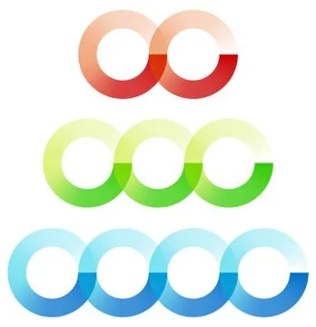 Abstract interlocking circles element set with 3 variation (2, 3 and 4 circle Stock Illustration