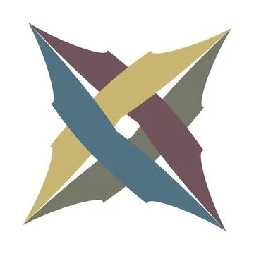 Abstract interlocking four-pointed star geometric vector icon Stock Illustration