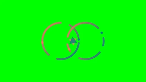 Abstract interlocking rings with a central triangle on a vibrant green screen Stock Footage 340904668