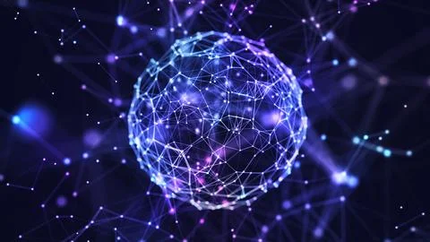 Abstract internet connection network globe background with motion effects. Illustrazione stock