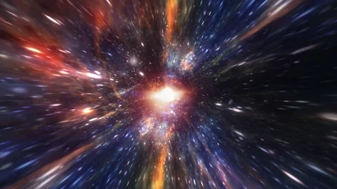 Abstract Interstellar flight, time travel jump in colorful hyper space. Vidéo 159213249