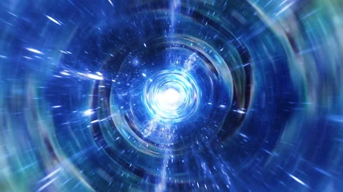 Abstract Interstellar flight, time travel jump blue tunnel Stock Footage 171150948