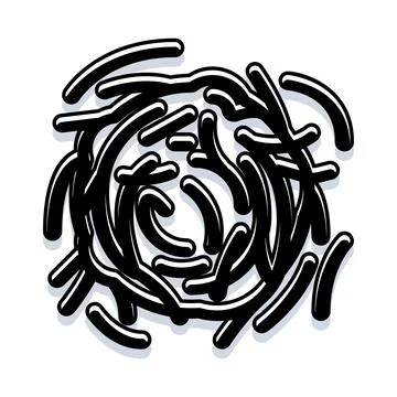Abstract intertwined lines creating circular organic pattern Stock Illustration