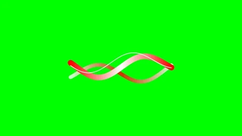 Abstract intertwined red and white ribbon waves on a vibrant green background Video stock 341822452
