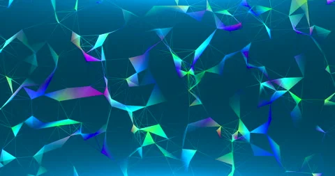 Abstract interweaving of moving luminous dots, lines and colored triangles Stock Footage 241104843