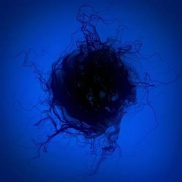 Abstract interweaving psychedelic dark lines surrounded by mist. 3d rendering 스톡 일러스트