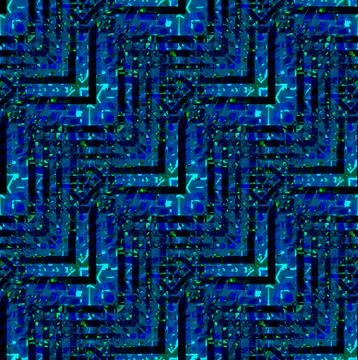 Abstract intricate angled pattern blue black green Stock Illustration