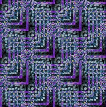 Abstract intricate angled pattern dark green turquoise purple violet Stock Illustration