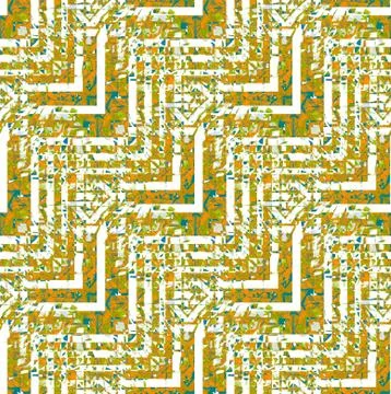 Abstract intricate angled pattern lime green orange white turquoise Stock Illustration