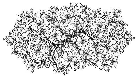 Abstract intricate black tree branch pattern illustration 스톡 일러스트