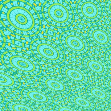 Abstract intricate concentric circles pattern blue green turquoise yell Stock Illustration