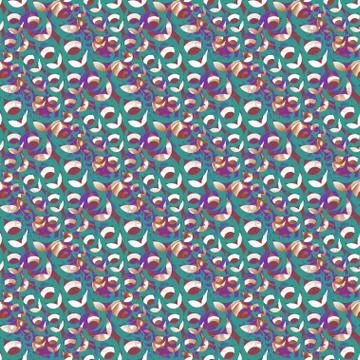 Abstract intricate ellipses pattern turquoise brown purple white overla Stock Illustration