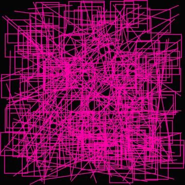 Abstract intricate geometric pattern with vibrant neon pink and purple line.. Stock Illustration