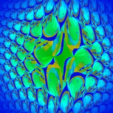 Abstract intricate pattern blue turquoise green centered and blurred Stock Illustration