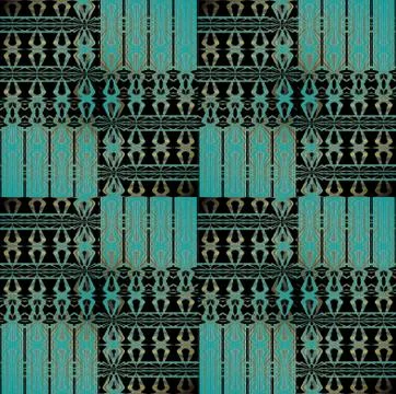 Abstract intricate pattern turquoise brown black shifted Stock Illustration
