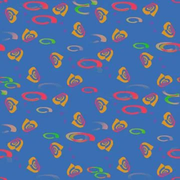 Abstract intricate spirals and ellipses pattern multicolored on blue Stock Illustration