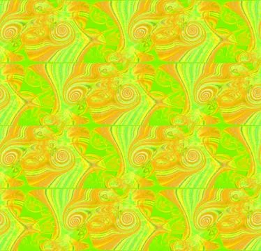 Abstract intricate spirals pattern yellow ocher green Stock Illustration