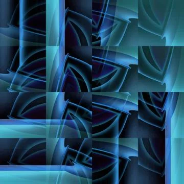 Abstract intricate squares pattern green blue gray purple Stock Illustration