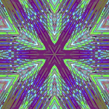 Abstract intricate star pattern centered purple green Stock Illustration