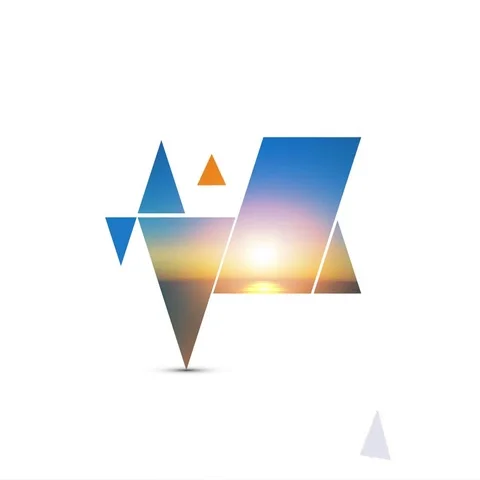 Abstract intro design with triangles, sunset and hot air balloons Stock Footage 69676177