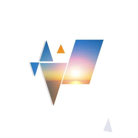 Abstract intro design with triangles, sunset and hot air balloons Stock Footage 69678728
