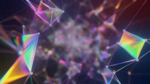 Abstract iridescent 3D geometric plexus network Stock Footage 339056850