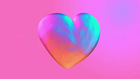 Abstract iridescent 3d heart rotation on pink background. 스톡 동영상 342420125