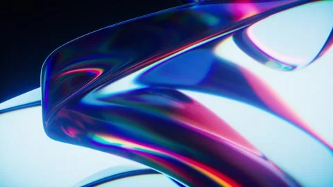 Abstract iridescent chrome form moves and reflects light dynamically with v.. Stock Footage 332315309