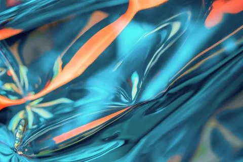 Abstract iridescent fluid reflections background Stock Photos